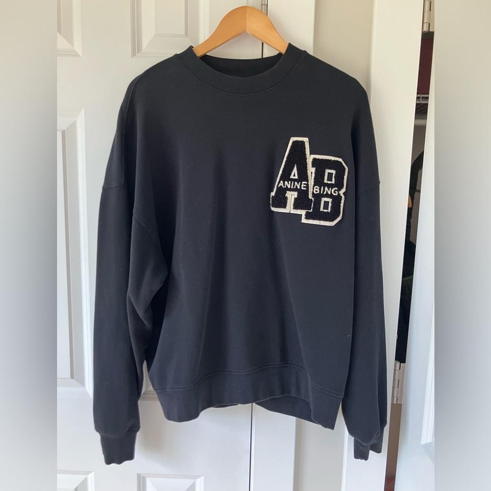 Anine Bing Black Sweatshirt with White Logo